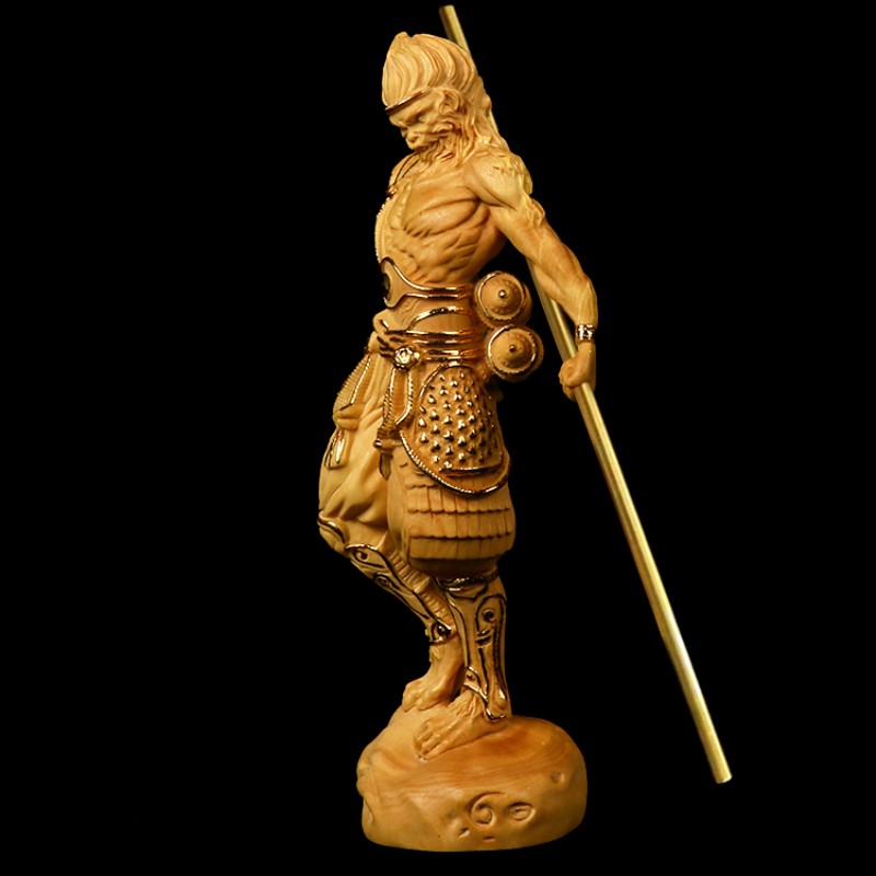 黄杨木雕齐天大圣汽车摆件人物孙悟空生肖中式天然实木把玩手把件