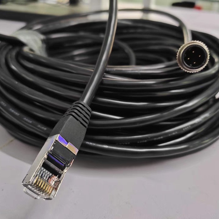 M12连接器转接RJ45网络水晶头4芯8芯直ADX传感器网线插头对接母公