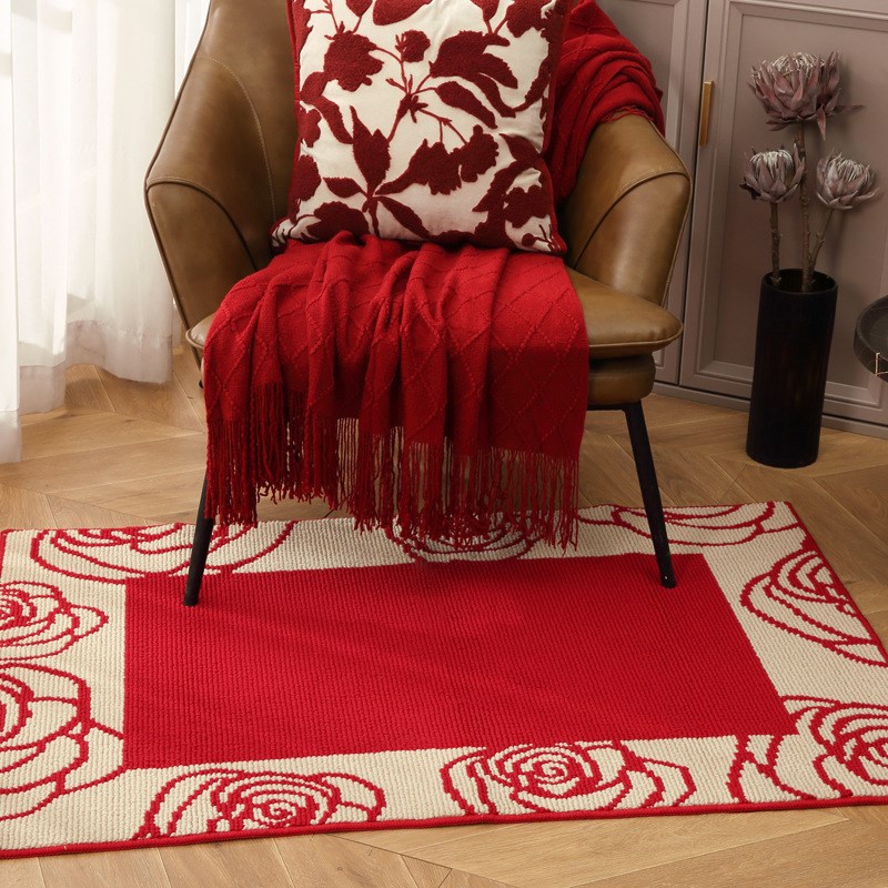 红色新年喜庆入户地垫乔迁新居进入门口玄关地毯卧室客厅耐脏地垫