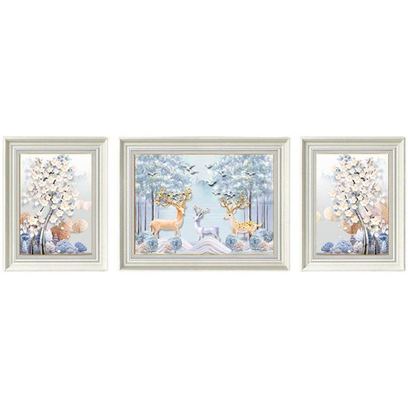 简欧大气沙发背景墙装饰画客厅欧式画麋鹿玄关壁画现代框画