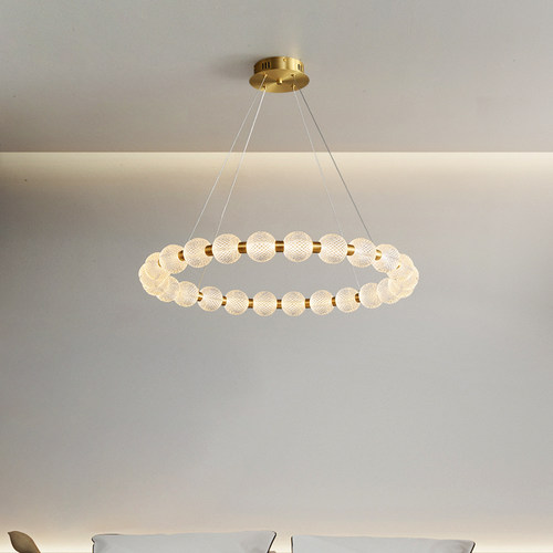 北欧轻奢环形客厅菠萝珠餐厅灯样板间极简展厅设计师卧室吊灯