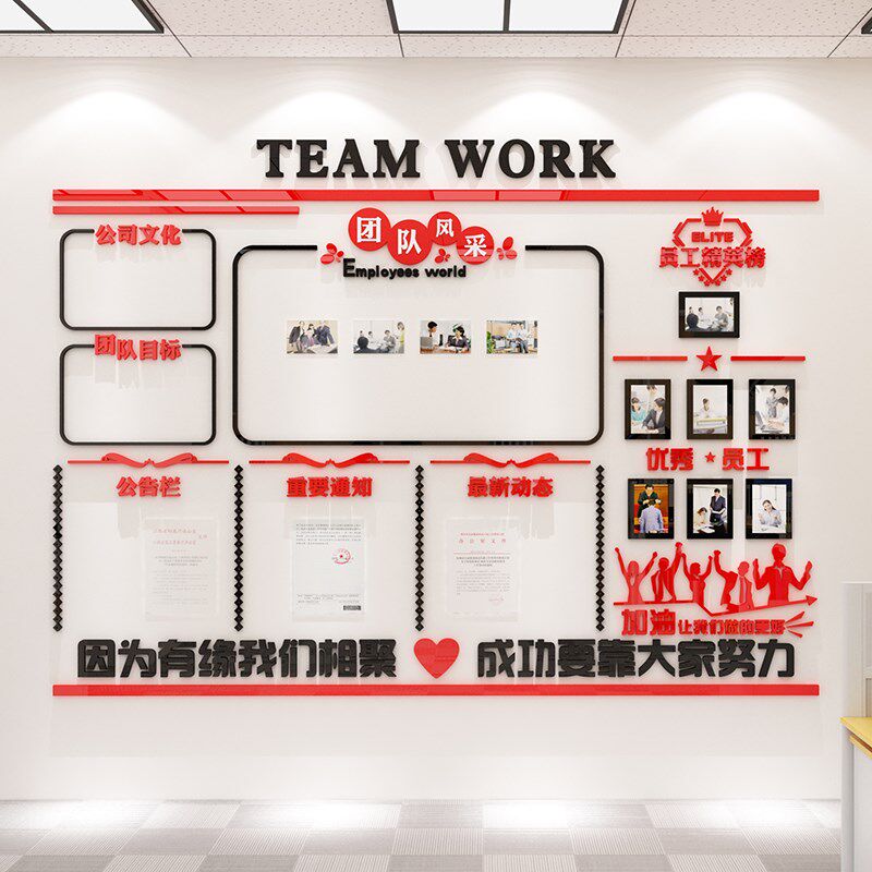 3EW1员工天地风采文化墙贴企业办公室装饰班组建设荣誉榜展示公司