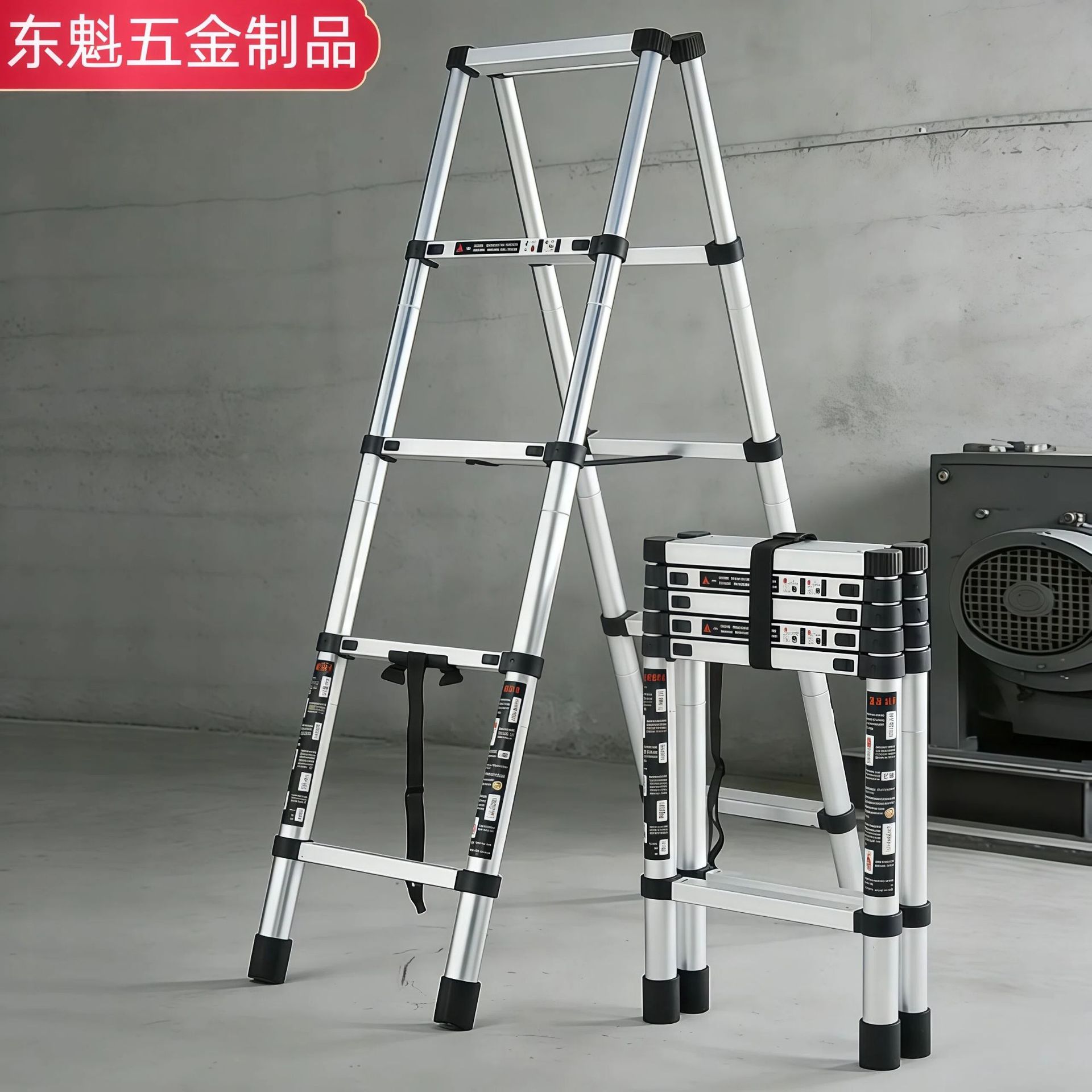铝合金竹节梯家用多功能升降伸缩人字折叠梯工程楼梯便捷阁楼铝梯