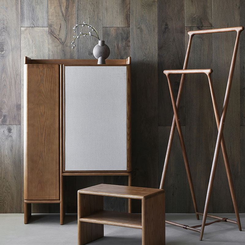 梵几圆角门厅柜 实木布艺鞋柜小户型客厅入户玄关柜门口收纳柜