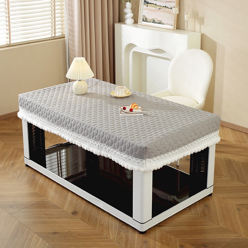 泰迪绒烤火罩单独围裙麻将机桌布围裙烤火桌子罩电暖炉罩奶油风