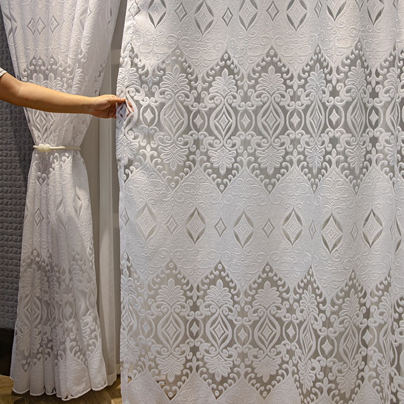 欧式高档大气奢华窗纱帘客厅卧室阳台遮光透光不透人别墅遮光隔热