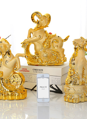 招财金羊陶瓷存钱罐工艺品电视柜客厅办公室酒柜家居饰品