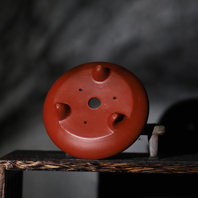 仿古束口浅圆盆四色可选 精品紫砂微型花盆盆景盆