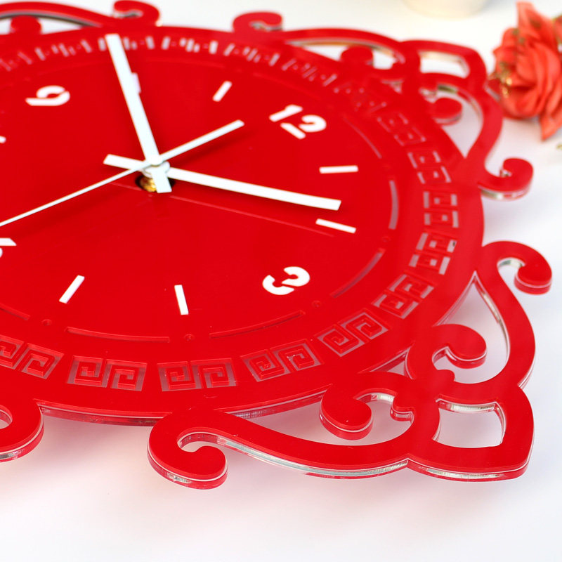雅刻丽中式创意客厅石英钟时尚艺术挂钟静音钟表福字摇摆装饰时钟