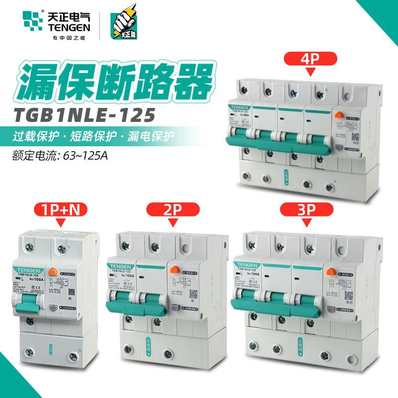 天正TGB1NLE-125漏保1P2P3P+N4P漏电保护断路器C型DZ47LE保护开关