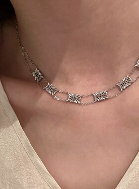 中古vintage复古格桑花项链女高级精致时尚百搭小众ins轻奢锁骨链