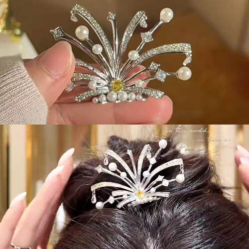 烟花发梳小众高级感设计简约百搭女士发饰时尚精美新款显气质发夹