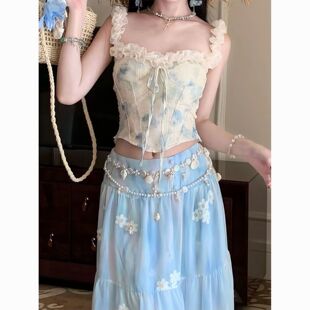 沙滩度假风叠戴贝壳流苏珍珠腰链女配裙子腰带海边旅游拍照装饰品