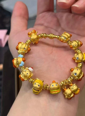 梦中情噜~卡通可爱满串水豚噜噜手串转运珠手链金色手链新年手饰
