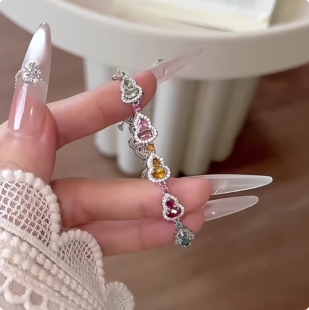 《碧玺绮梦》彩虹碧玺彩色手链女小众设计感多巴胺色系葫芦手串女