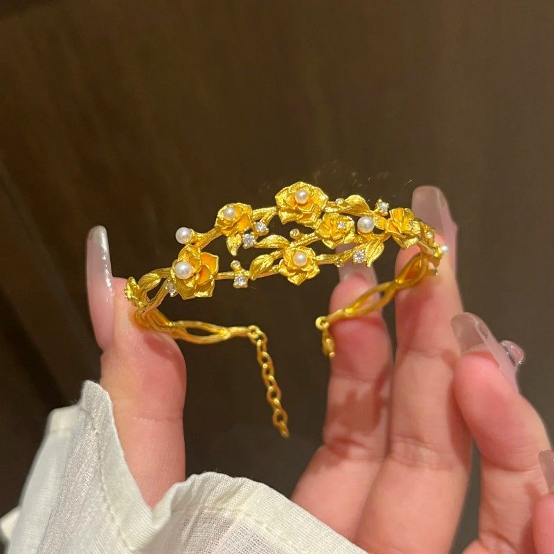 「神明花嫁」新中式玫瑰花珍珠手链精致百搭气质显白独特时尚手饰