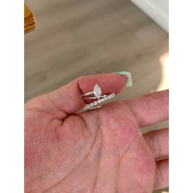 中古vintage螺旋马眼钻戒指女轻奢细圈排钻荷鲁斯之眼仿真钻指环