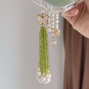 国风手机链挂绳小众设计感流苏串珠中式手机链高级感点缀手机链