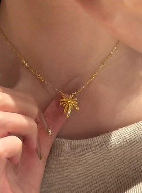 秋冬复古百搭金色烟花吊坠锁骨链