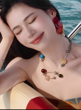 星系串珠手作小众男款锁骨链女项链设计感嘻哈风毛衣链2025年新款