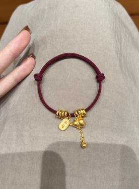 金色葫芦盘缠编绳手链女小众设计新中式国风百搭本命年手饰品礼物