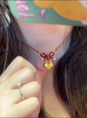 手工编织蝴蝶结公主新年红绳项链