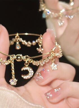 月亮星星流苏手镯高级感闺蜜绝美异域公主民族风手链女高颜值手饰