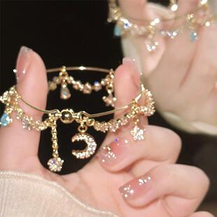 月亮星星流苏手镯高级感闺蜜绝美异域公主民族风手链女高颜值手饰