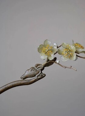 一鹿生花 新中式绿梅花发簪古典温柔汉服簪子旗袍盘发高级感发饰