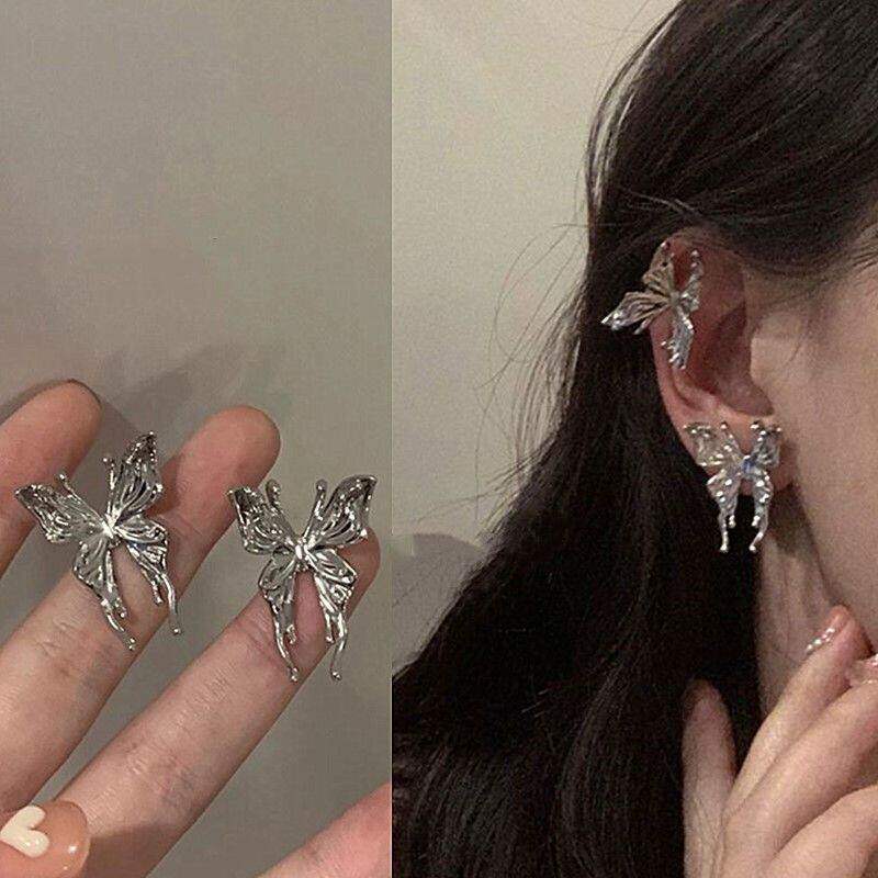 复古冷淡风皓石蝴蝶无耳洞耳夹