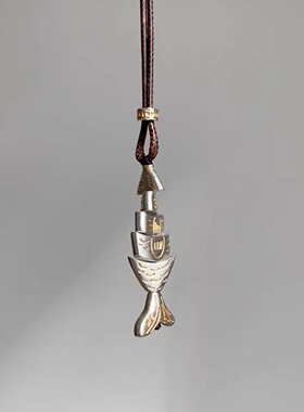 冷淡风拼接小鱼吊坠项链中古vinage小众设计感精致轻奢秋冬毛衣链