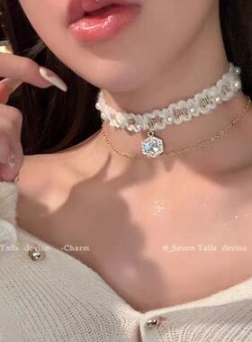 秋冬毛茸茸choker项链女款2025新款甜酷辣妹气质时尚锁骨链项圈