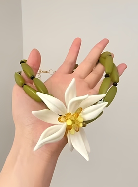 森系波西米亚风夸张百合花耳环度假choker小清新耳钉夸张小众耳饰