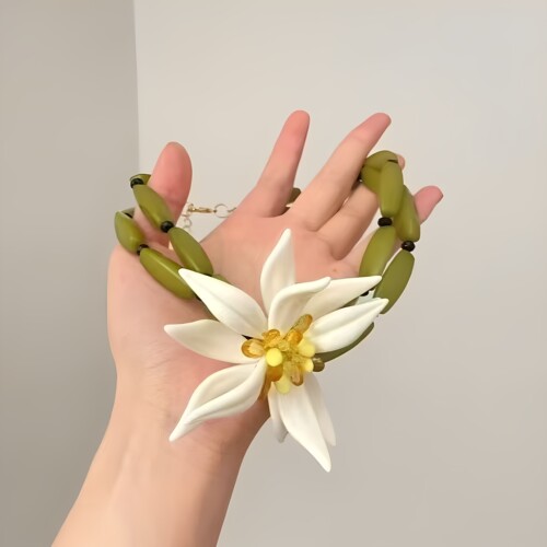 森系波西米亚风夸张百合花耳环度假choker小清新耳钉夸张小众耳饰