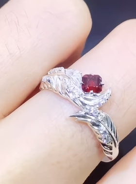 恋与衍生同款深空秦彻公主方红宝石叠纸心意戒指灵羽相契羽毛婚戒