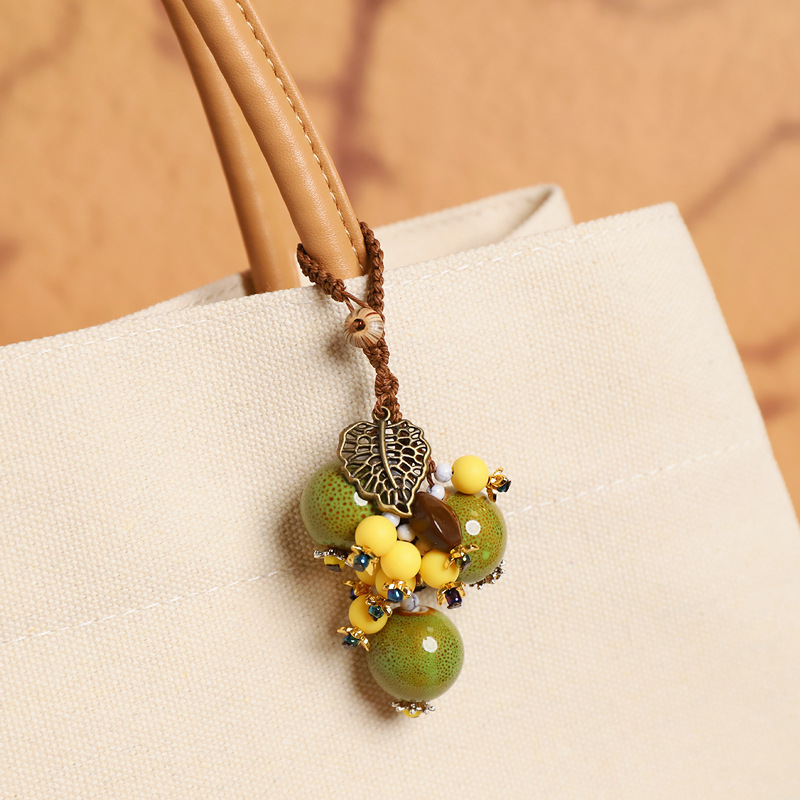 包包挂件文淇同款挂饰森系小石榴原创设计手作编织钥匙扣闺蜜礼物