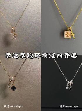 【暮色悸动】中古金色花朵满钻跑环项链复古小香风精致锁骨链女