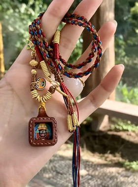 复古藏族扎基拉姆女财神编绳项链小众个性高级感毛衣链民族风颈链