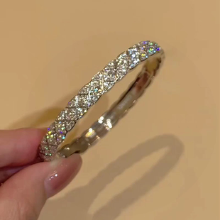 小香满钻素圈开口银色满天星手镯子女轻奢小众精致高级感叠戴手饰