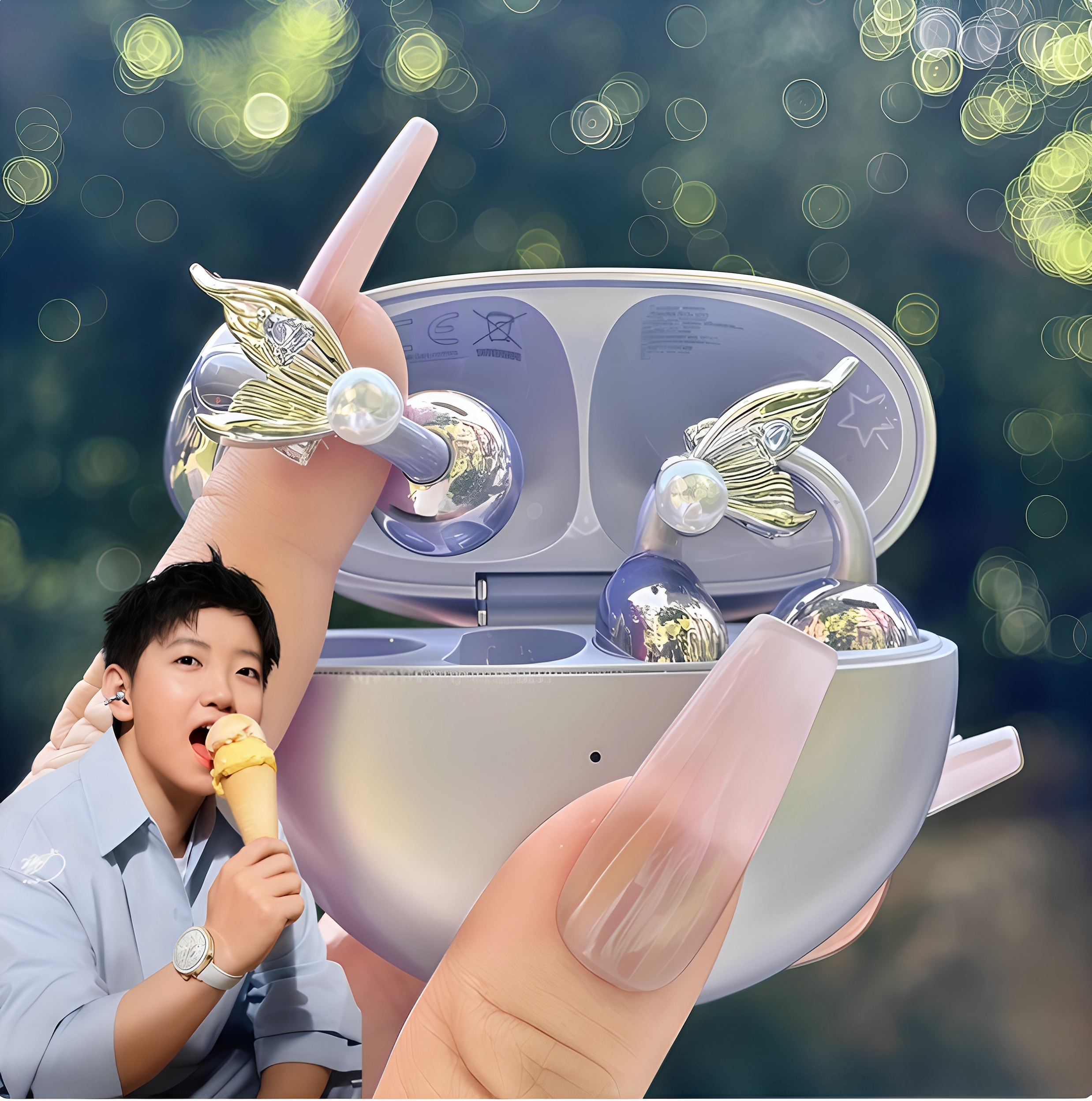 适用于freeclip耳机钻扣女满钻小花朵夹扣欧美风小众轻奢高级配饰