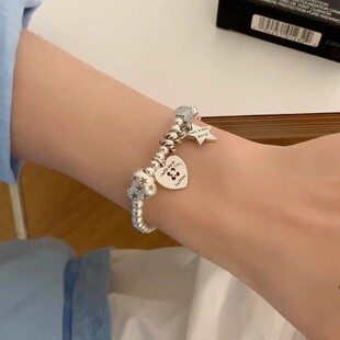 银色星星爱心手链轻奢小众精致高级感串珠女2025新款简约重工手串