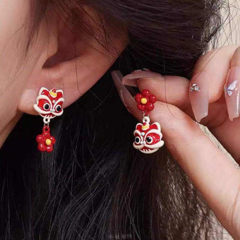 新年耳饰女红色醒狮春节轻奢高级感流苏适合过年戴的耳环喜庆耳钉,饰品/流行首饰/时尚饰品新,耳环,淘宝优惠券,粉丝福利购,淘宝优惠卷