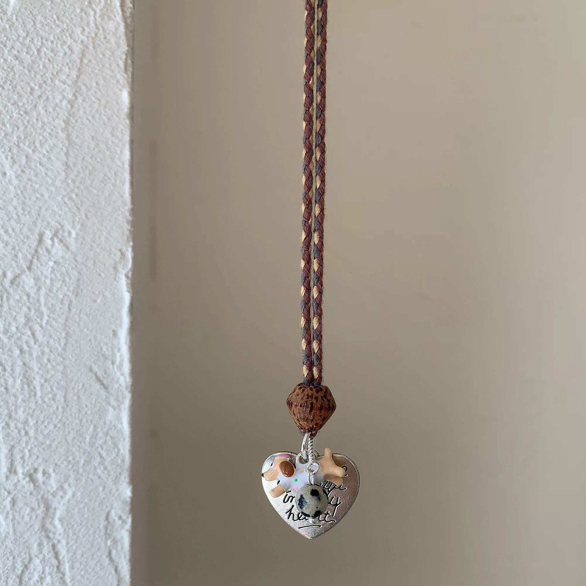 「奔跑小狗」复古编织爱心字母小狗项链长裤毛衣T恤链高级感项链