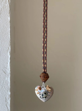 「奔跑小狗」复古编织爱心字母小狗项链长裤毛衣T恤链高级感项链