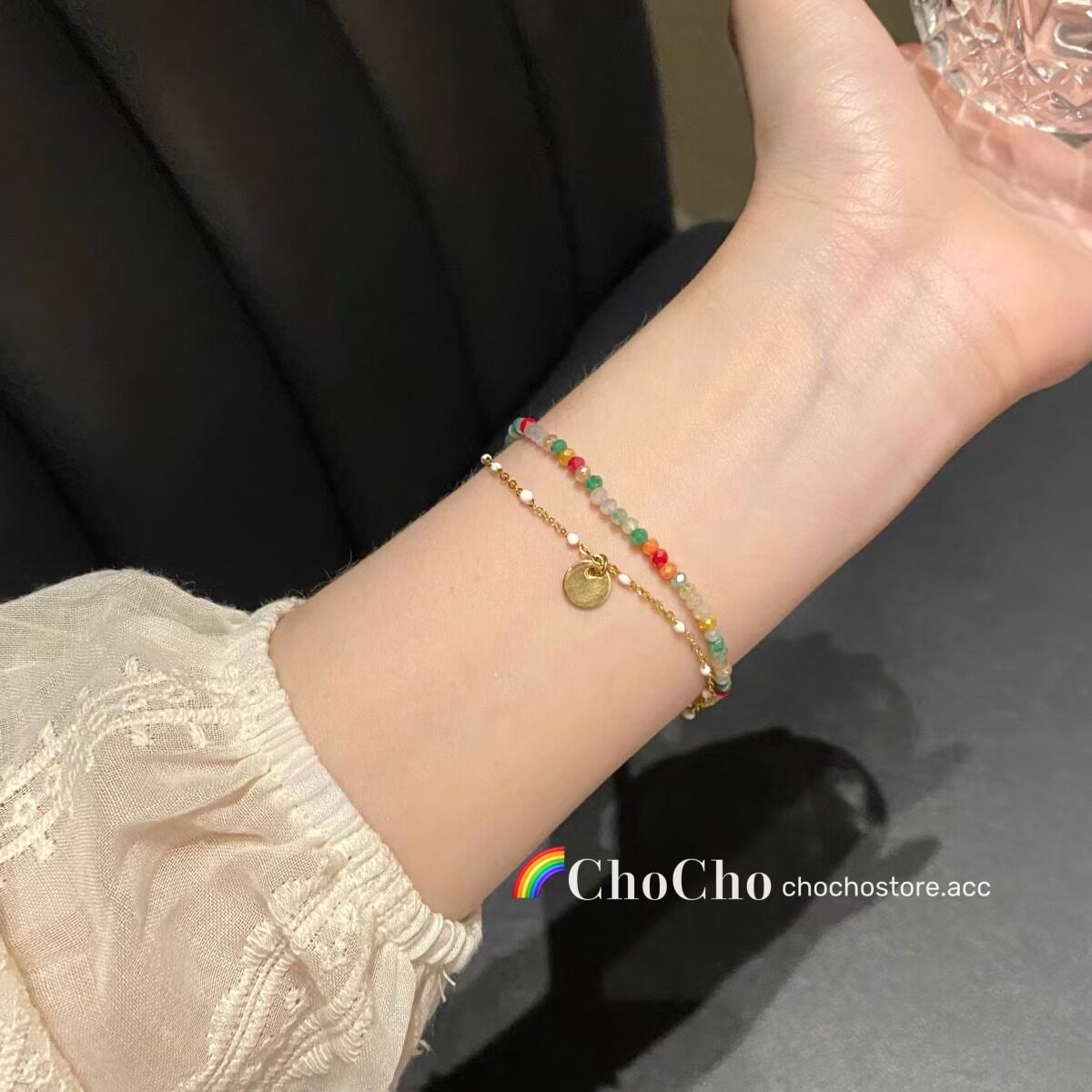彩色串珠双层多巴胺手链女ins风