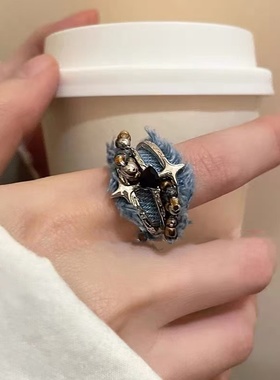 初春牛仔芒星开口可侣戒