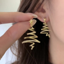 金色爆闪圣诞树五角星耳钉圣诞节精致设计感显脸小秋冬耳饰甜美风