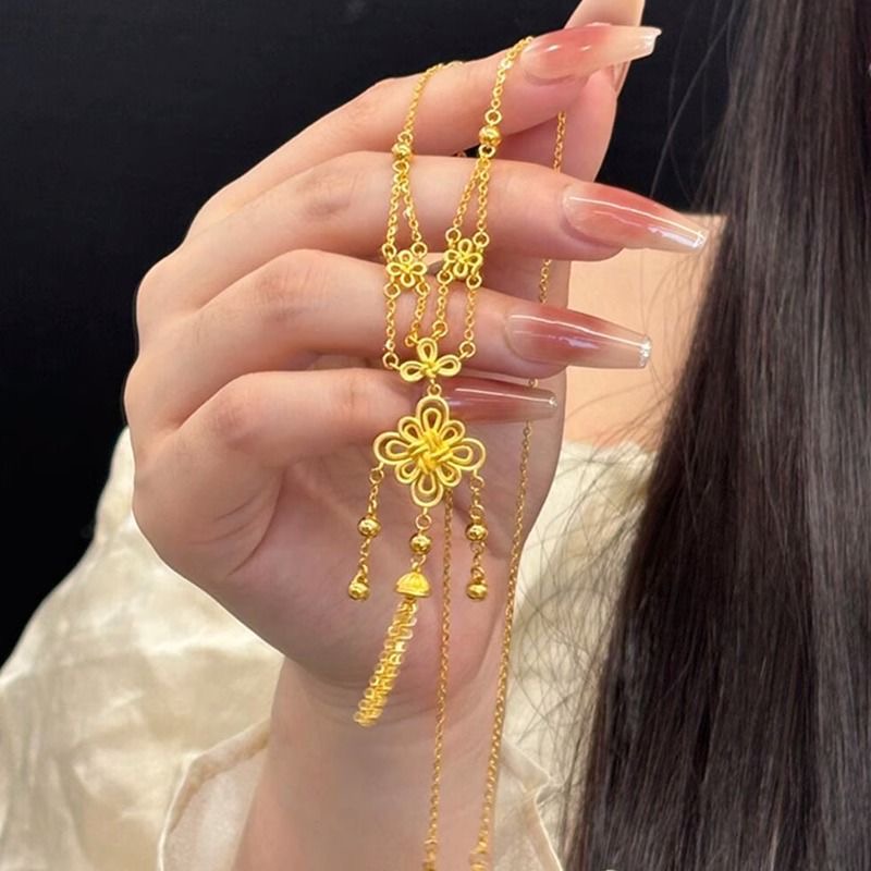 「情结千千」新中式金色中国结流苏项链新年国风气质高级感锁骨链