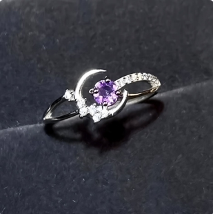 世界之外夏萧因印象戒指二次元饰品心上月紫色月亮开口指环饰品