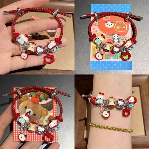 复古苹果kitty猫滴油合金beads手链学生闺蜜手串情侣闺蜜生日礼物